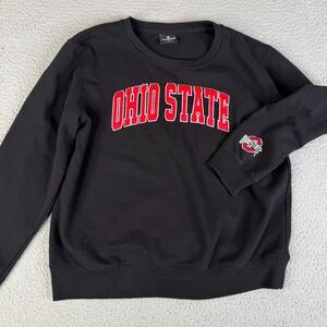 COLOSSEUM OHIO STATE Buckeyes Women Large Black Stitched Sweatshirt Sweater Crew